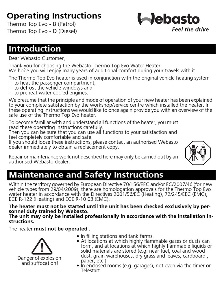 Operating Instructions: Thermo Top Evo - B (Petrol) Thermo Top Evo - D ...