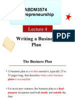 ABDM3574 Entrepreneurship ABDM3574 Entrepreneurship: Writing A Business Plan