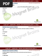 CLASS 10th - COMPUTER - DIGITAL DOCUMENTATION (UNIT 1)