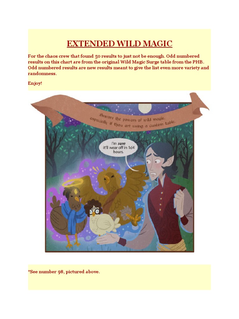 Extended Wild Magic Table 5E | PDF