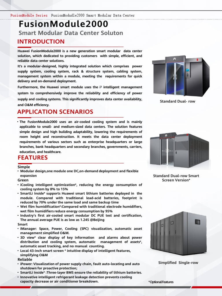 FusionModule2000 Smart Modular Data Center Datasheet | PDF | Data ...