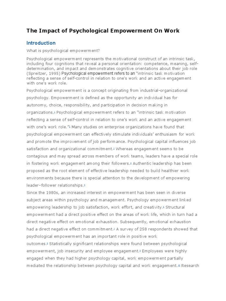 The Impact of Psychological Empowerment | PDF | Empowerment | Leadership