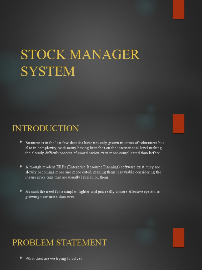 Stock Manager System | PDF | Business | Finance & Money Management