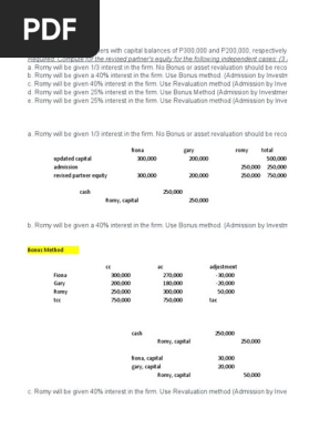 assignment accounting bonus revaluation
