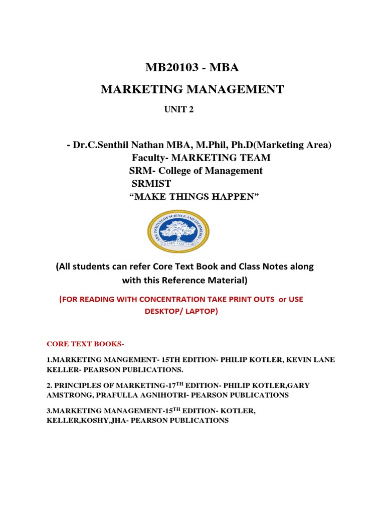 MM Unit 2 Notes | PDF | Consumer Behaviour | Marketing