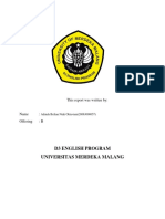 D3 English Program Universitas Merdeka Malang: This Report Was Written by