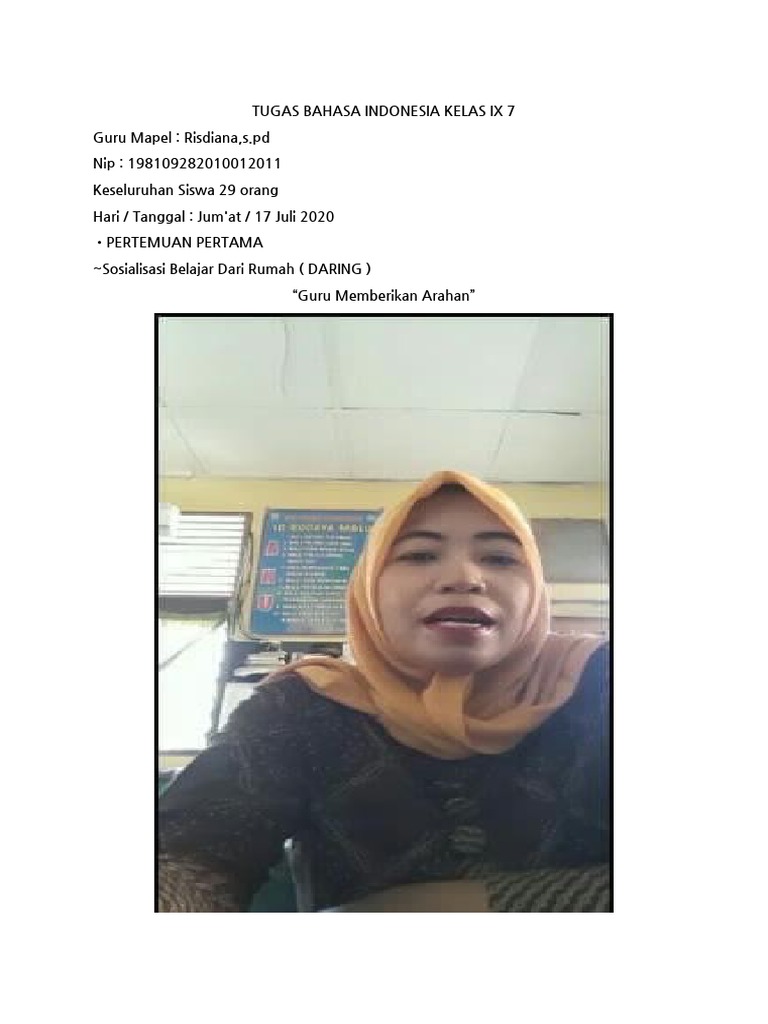Tugas Daring Bahasa Indonesia Kelas IX | PDF