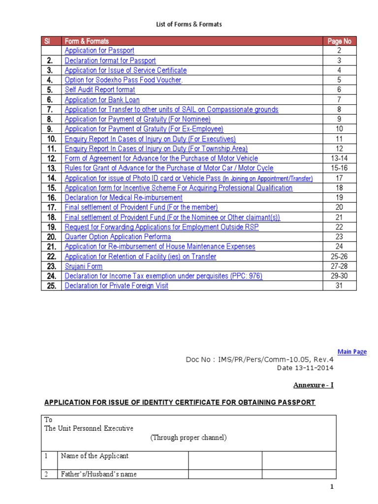 SL Form & Formats Page No: List of Forms & Formats | PDF | Cheque ...