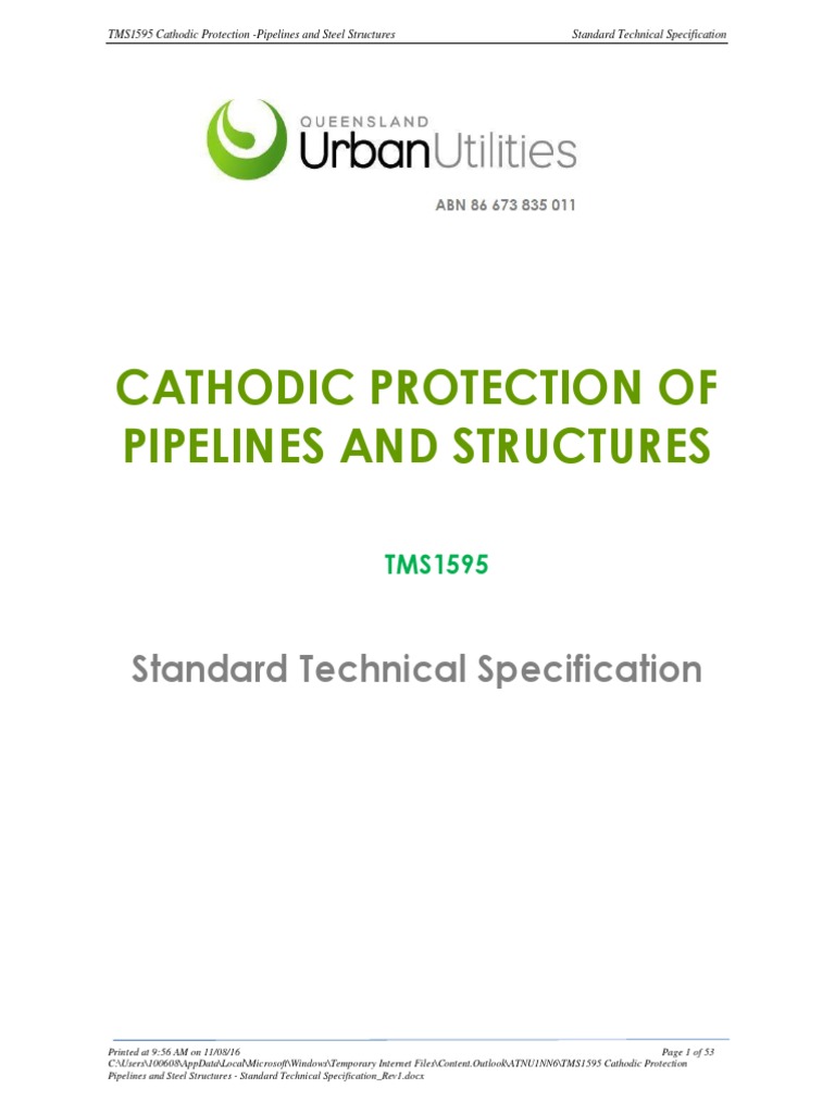 Cathodic Protection Standards for Pipelines | PDF | Anode | Electrical ...