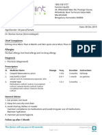 Chief Complaints: Sl. Medicine Name Dosage Freq. Duration Instructions