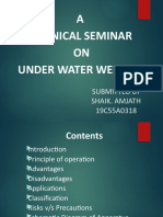A Technical Seminar ON Under Water Welding: Submitted by Shaik. Amjath 19C55A0318
