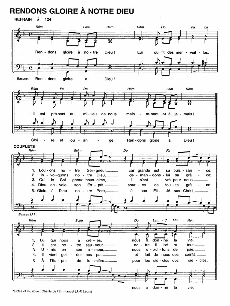 Rendons Gloire A Notre Dieu PDF