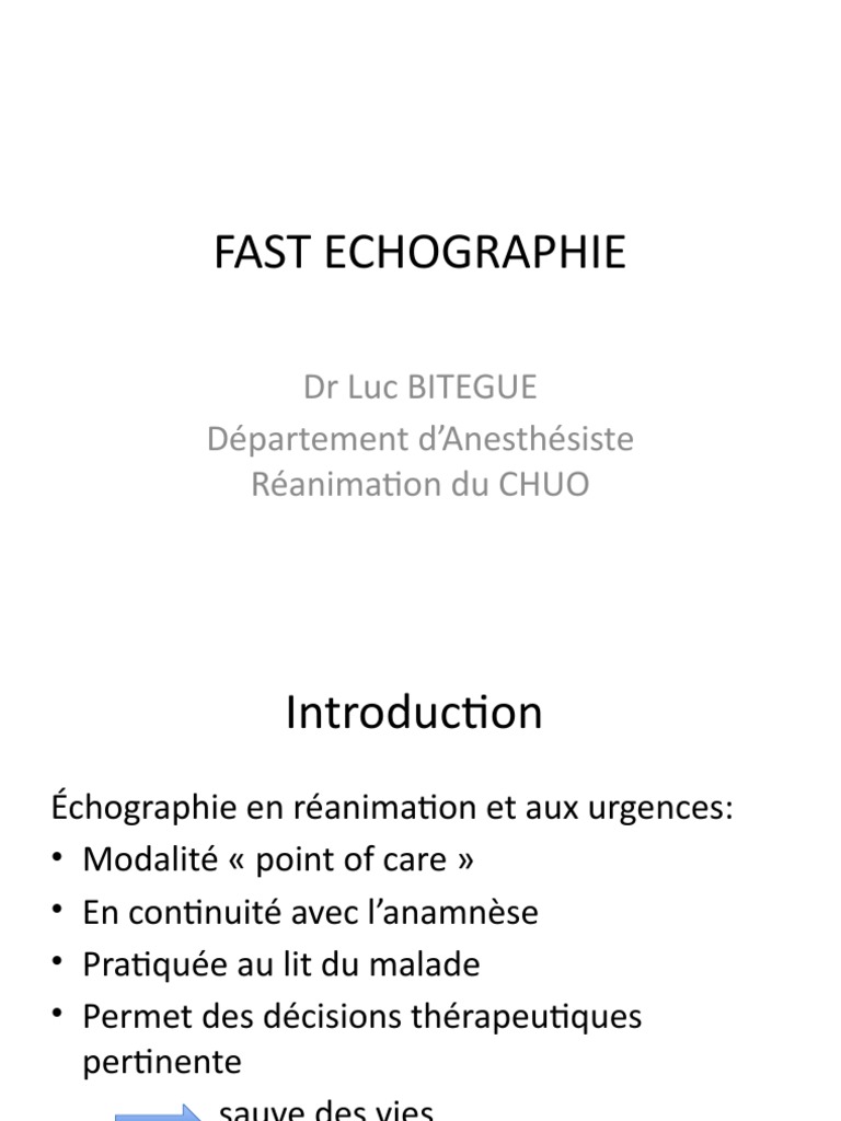 Échographie FAST en Réanimation | PDF | Ultrason