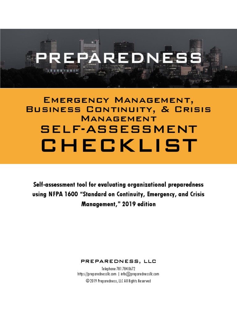 Emergency Management Business Continuity Program Self-Assessment ...