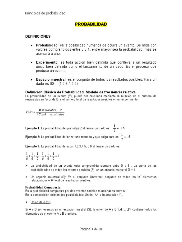 Principios de Probabilidad | PDF | Muestreo (Estadísticas) | Distribución de probabilidad