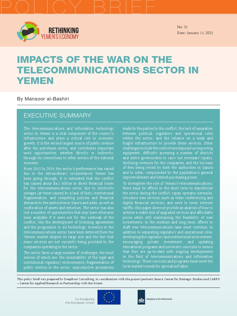 Telecom Sector Challenges In Yemen War Pdf Gsm Telecommunication 
