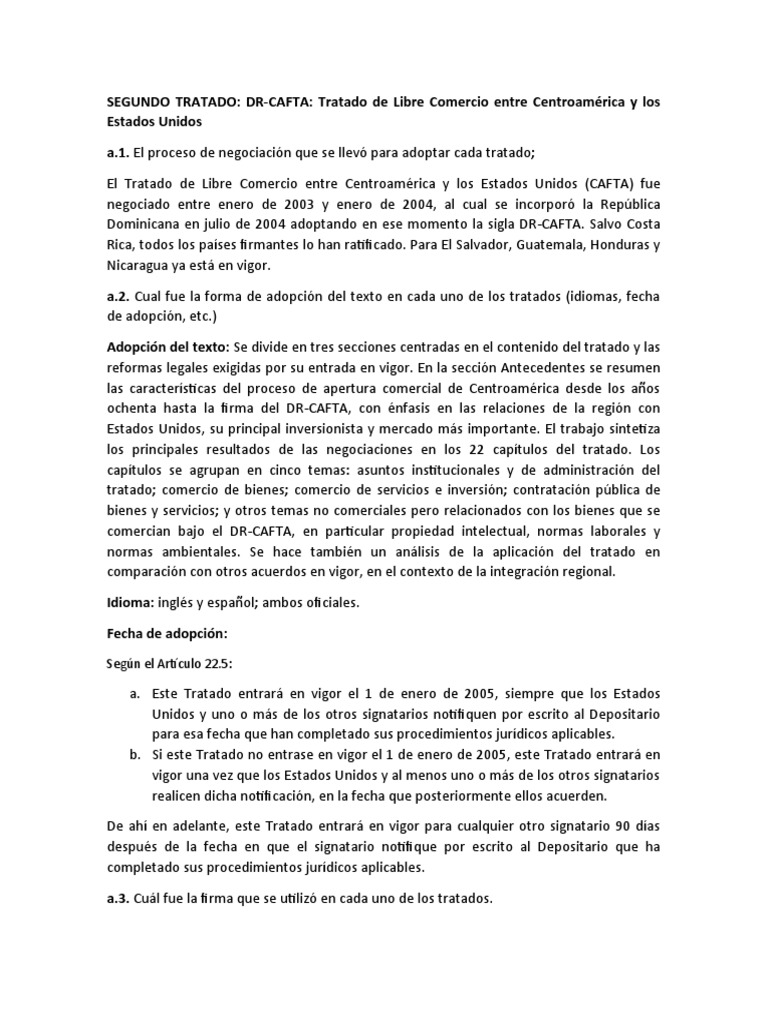 2 Tratado Comercial Tratado de Libre Comercio Entre Centroamérica y Los Estados Unidos PDF
