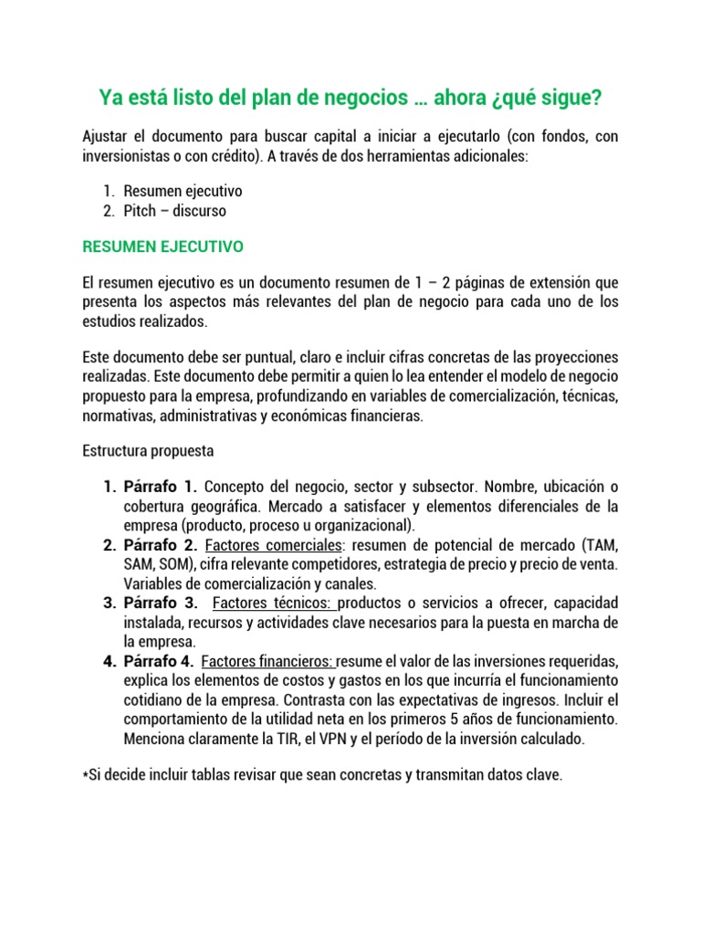 Preparando la propuesta de valor Resumen ejecutivo y pitch de venta