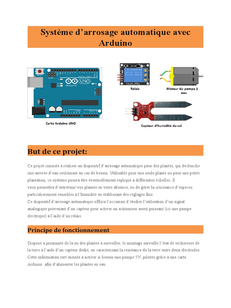 Systeme D Arrosage Automatique Avec Arduino Pdf Système D'arrosage Automatique | PDF | Arduino | Capteur