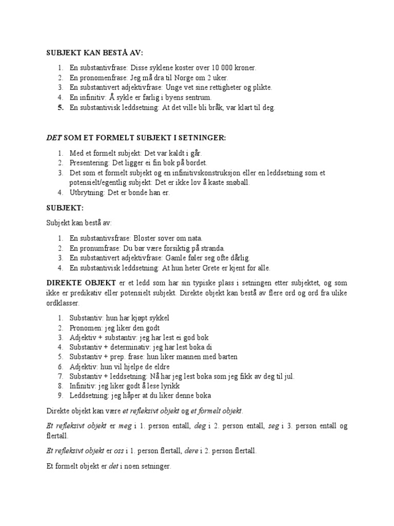 Norsk Syntaks | PDF