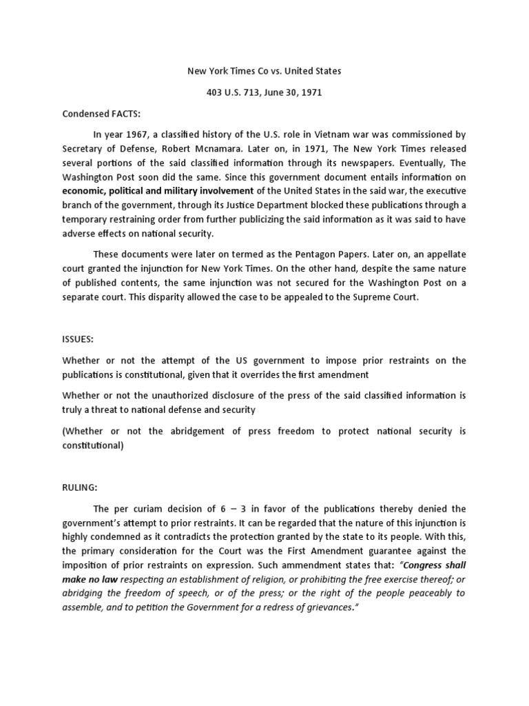 New York Times Co V United States Download Free Pdf First