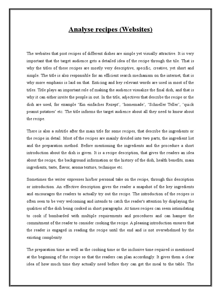 How Recipes on sites Utilize Effective Titles, Descriptions