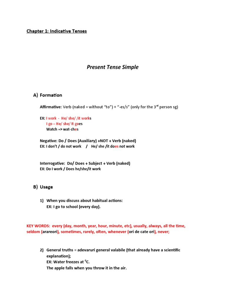 Chapter 1 - Indicative Tenses | PDF | Grammatical Tense | Verb