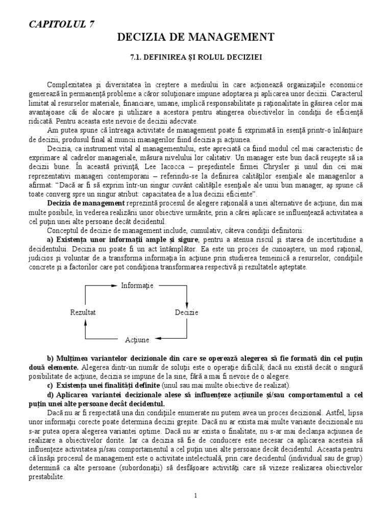 Capitolul 7 Decizia | PDF
