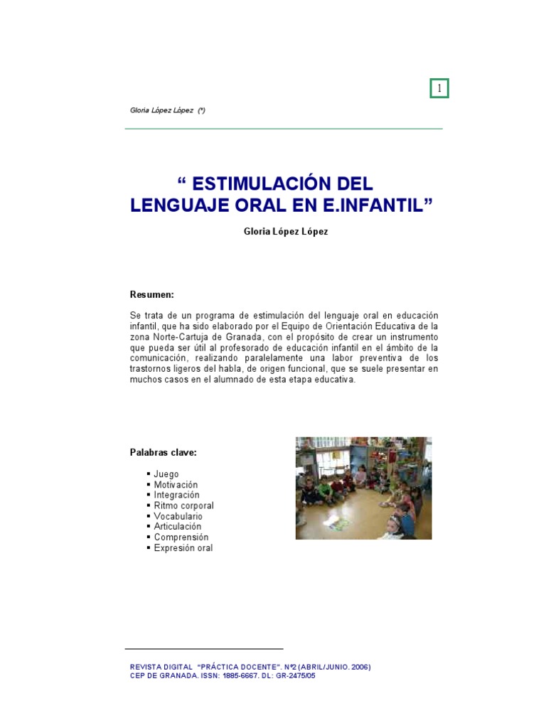 Estimulacion Del Lenguaje Oral PDF | PDF | Sonido | Educación de la ...