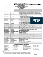 Academic Calendar For Undergraduate Programs: Fall 2021