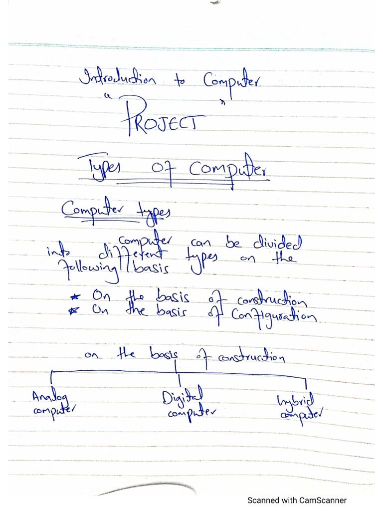 PROJECT (Types of Computer) | PDF