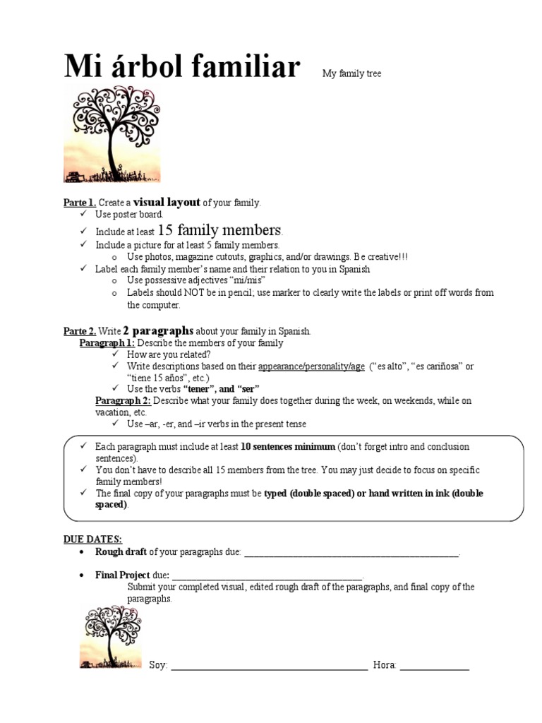 Proyecto - Mi Arbol Familiar | PDF | Noun | Adjective