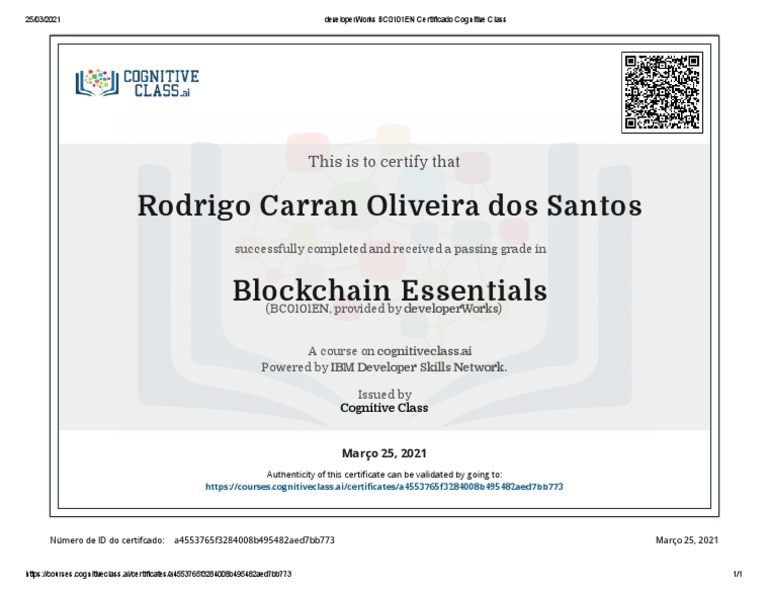 Blockchain Essentials Certificate | PDF | Computers