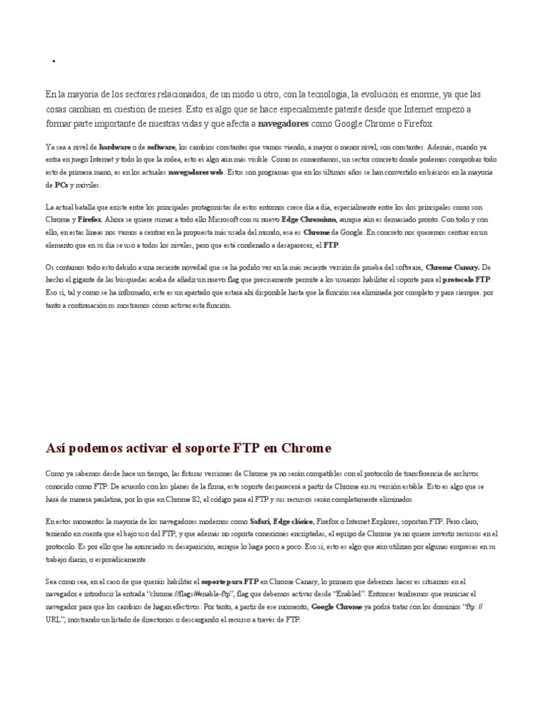 Activar Soporte FTP en Chrome Canary | PDF | Protocolo de transferencia ...