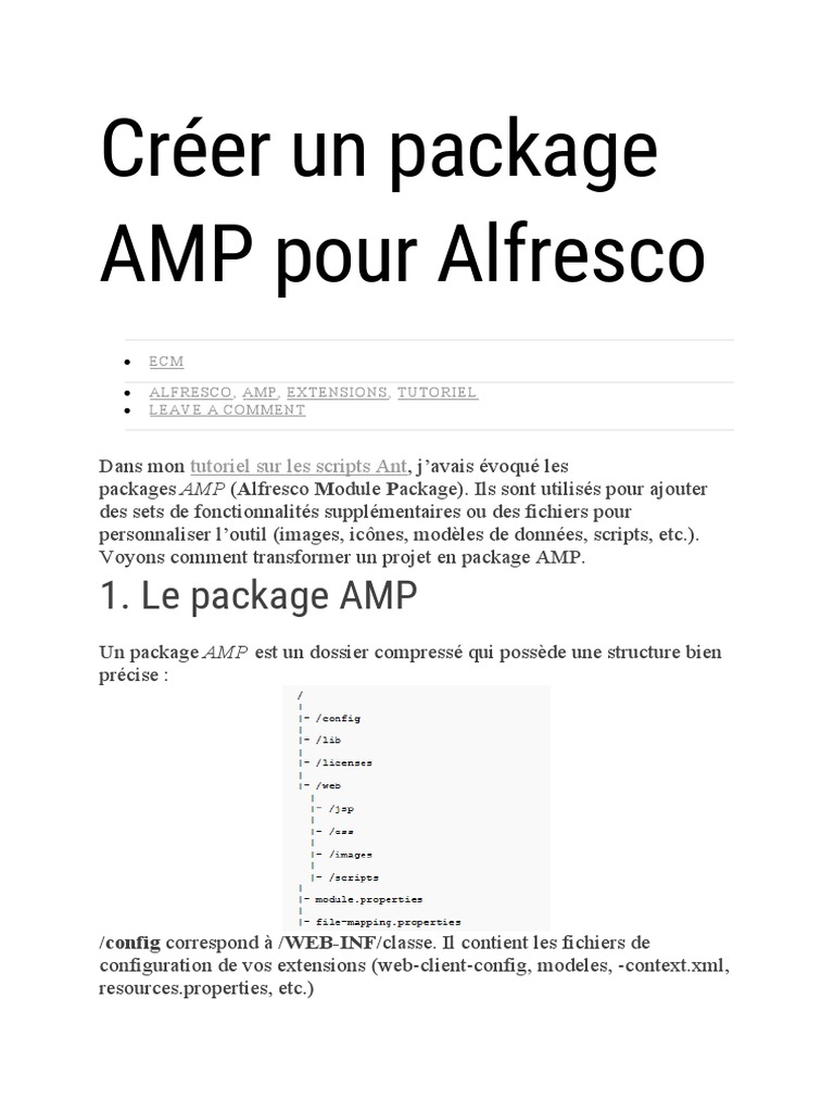 Créer un package AMP pour Alfresco | PDF | XML | Application web