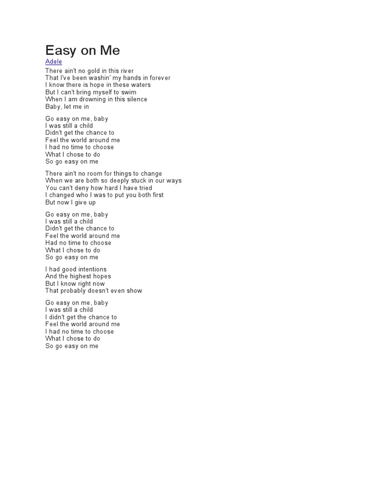 Easy On Me | PDF | Poetry