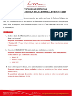 Tópicos Das Respostas Às Perguntas para A Escola Bíblica Dominical Do Dia 21112021