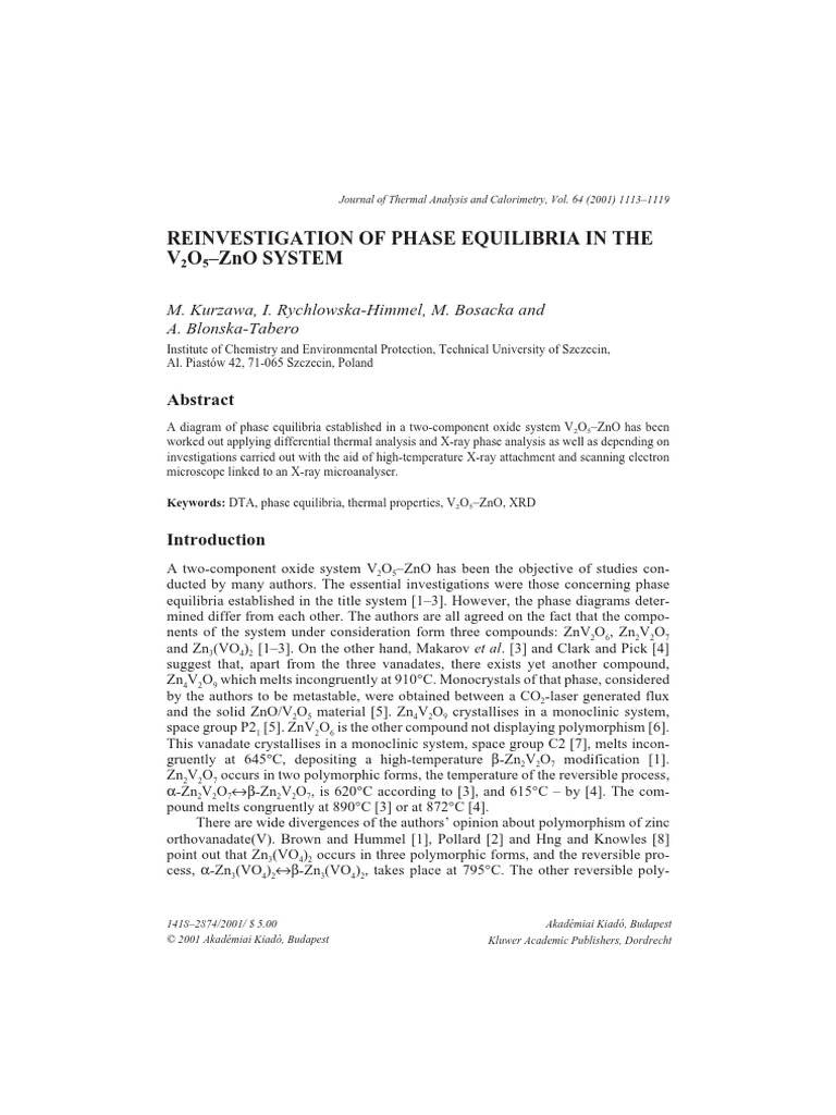 Reinvestigation of Phase Equilibria in The V O - Zno System | PDF | X ...