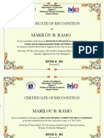 Marilou B. Ramo: Certificate of Recognition