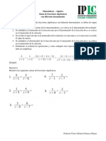 Suma de Fracciones Algebraicas Con Diferente Denominador