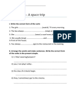 Worksheet - A Space Trip: I. Write The Correct Form of The Verb