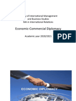 Economic-Commercial Diplomacy: Faculty of International Management and Business Studies MA in International Relations