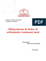 Malocclusion & Index of Orthodontic Treatment Need: Hawler Medical University Collage of Dentistry