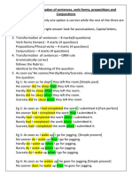 Rules for transforming sentences, verb forms, prepositions & conjunctions