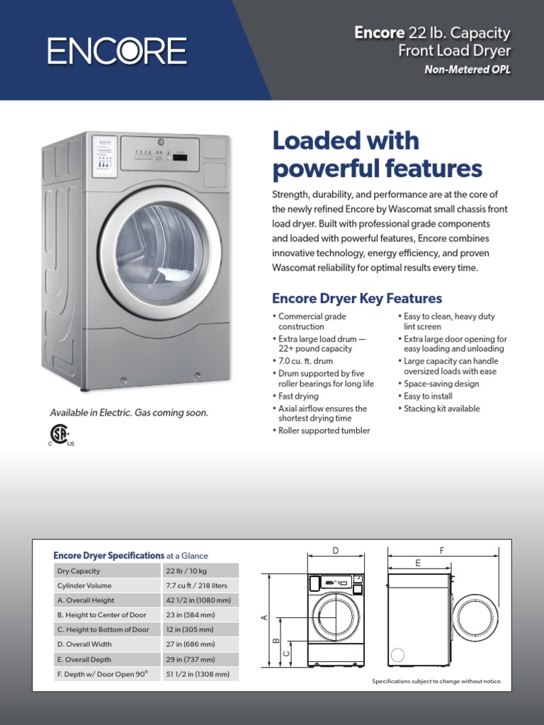 ENCORE Commercial Gas Dryer