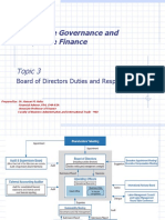 Corporate Governance and Corporate Finance: Topic 3