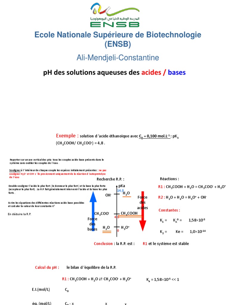 pH des solutions acides et basiques | PDF | Ph | Chimie