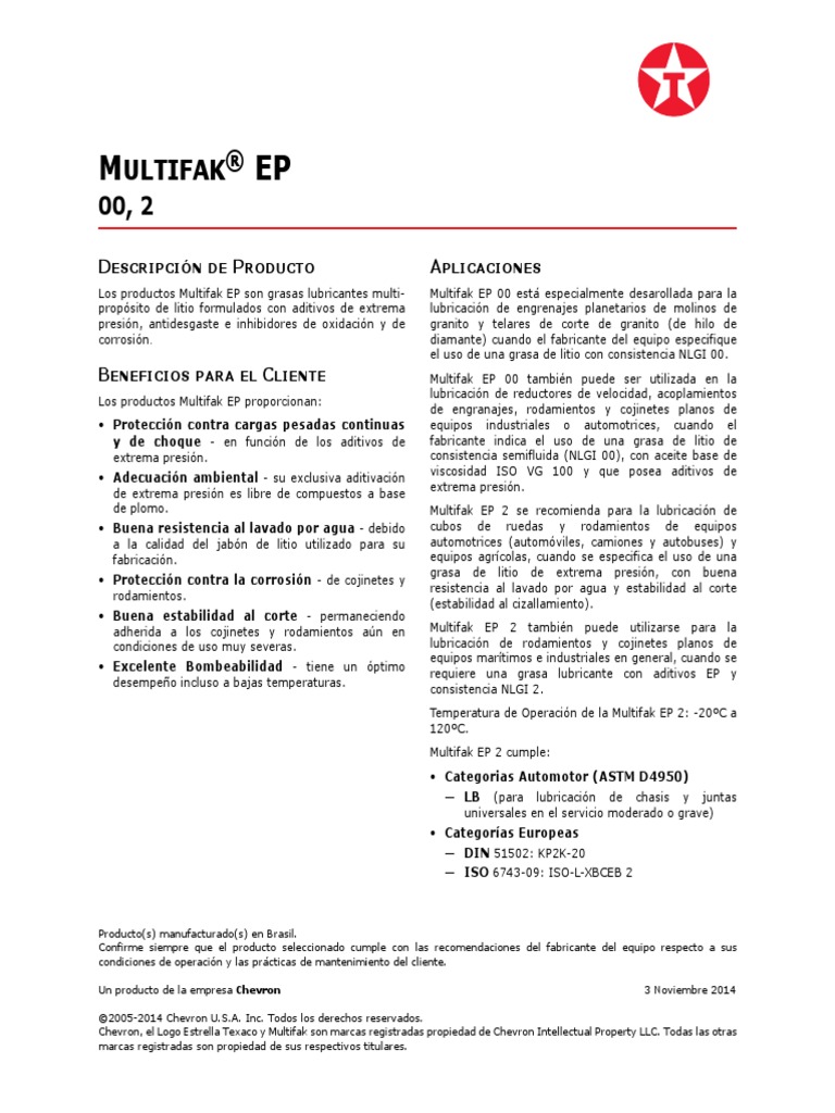 Multifak Ep 2 | PDF | Lubricante | Lubricación