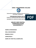 Kongu Engineering College: Anlog and Digital Communication Assignment-I