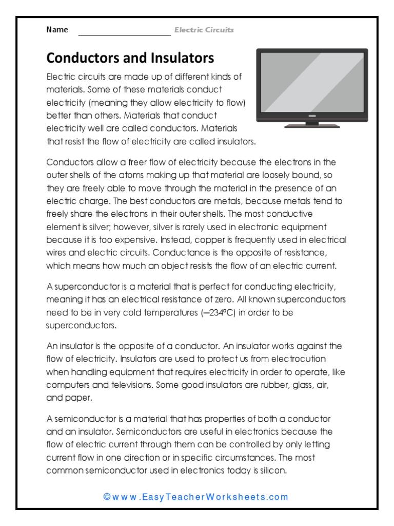 Conductors and Insulators Reading | PDF